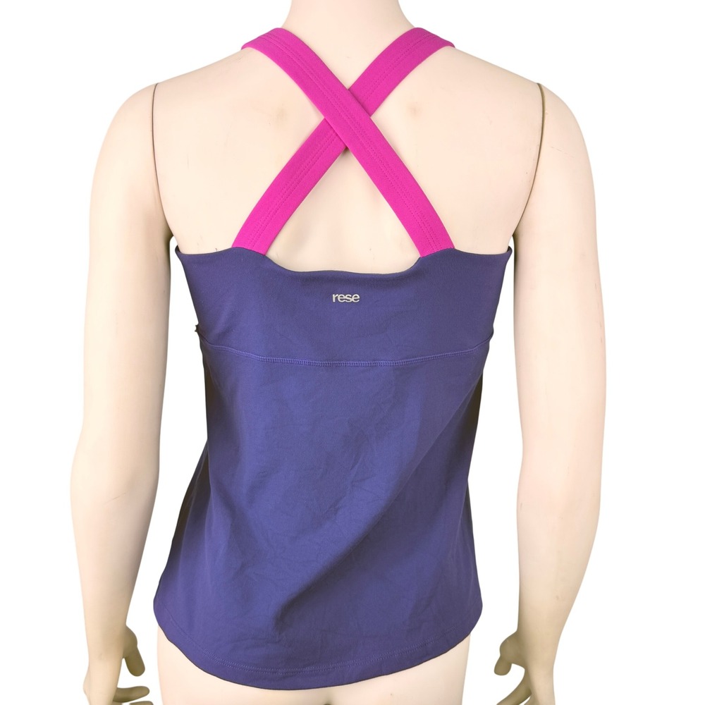 Rese Yoga Tank Top Womens‎ Large Purple Pink Crossback Athletic Made in USA - Picture 2 of 10